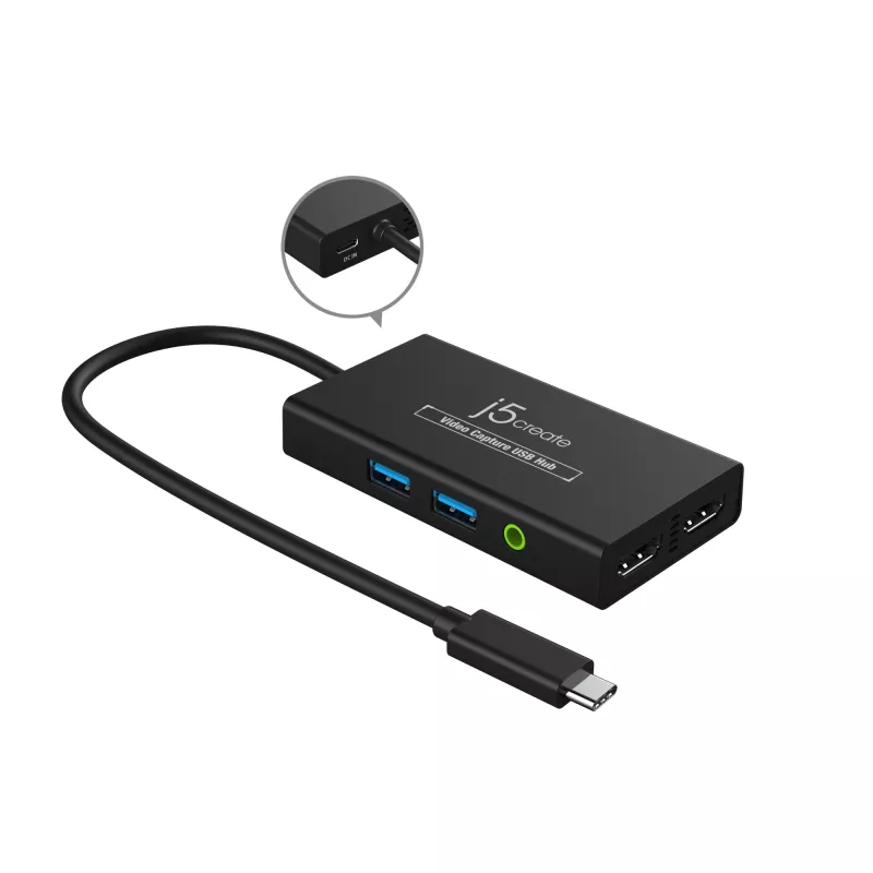 j5create JVA01-N videokaappaus USB-keskitin 1920x1080 30Hz musta