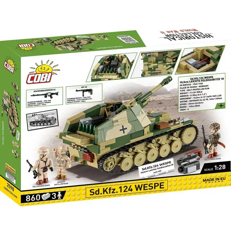 Cobi Blocks SD.KFZ.124 Wespe rakennussarja, 860 palikkaa