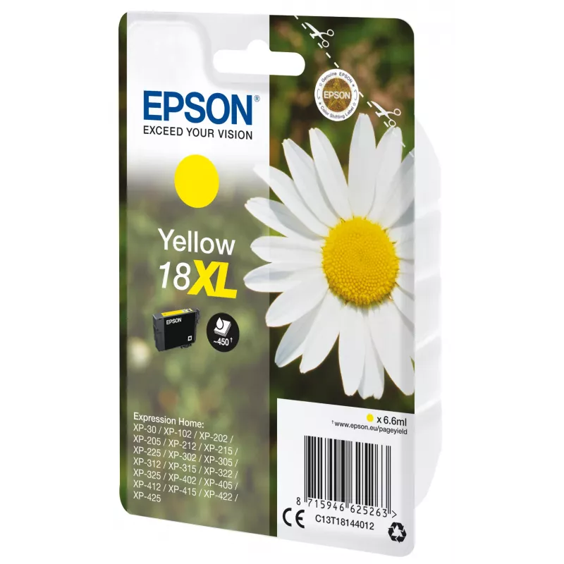 Mustepatruuna Epson 18XL keltainen 450 sivua muste C13T18144012