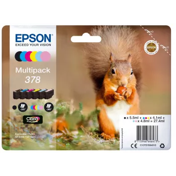 Mustepatruunasetti Epson C13T37884010 musta syaani vaaleasyaani vaaleamagenta magenta keltainen