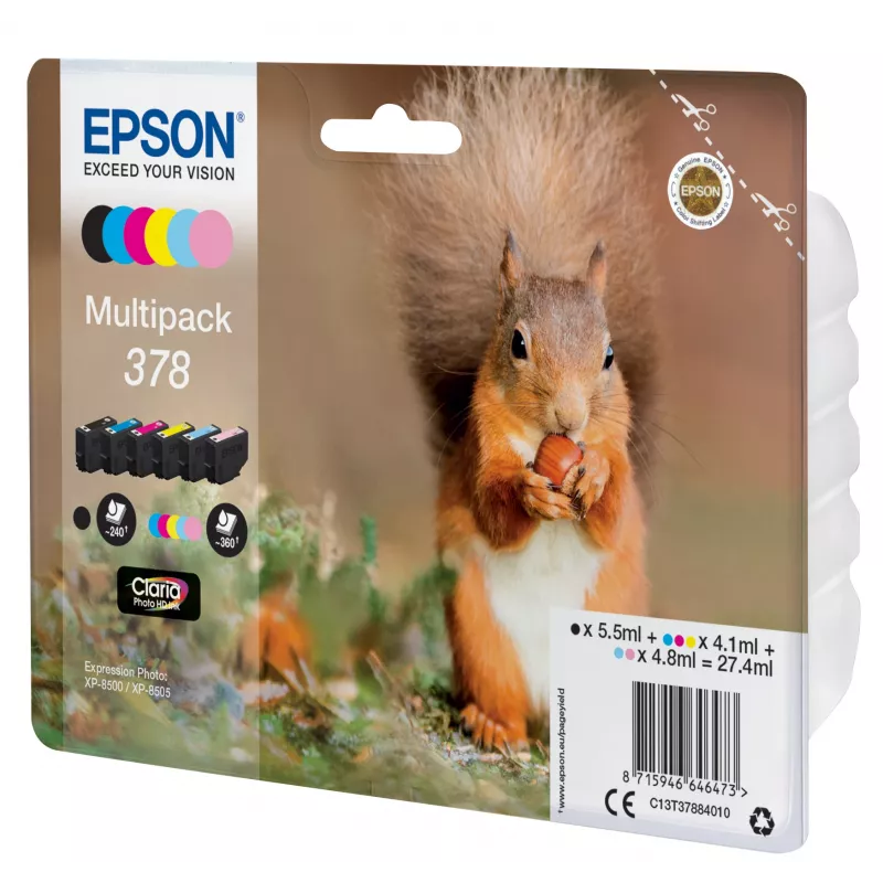 Mustepatruunasetti Epson C13T37884010 musta syaani vaaleasyaani vaaleamagenta magenta keltainen