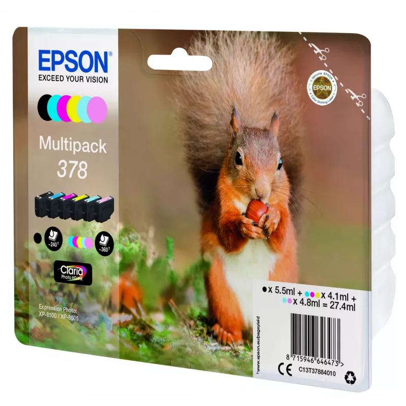 Mustepatruunasetti Epson C13T37884010 musta syaani vaaleasyaani vaaleamagenta magenta keltainen