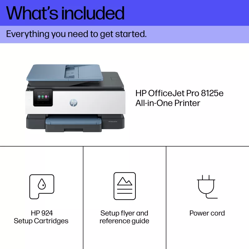 HP OfficeJet Pro 8125e langaton monitoimiväritulostin, Instant Ink; kaksipuolinen tulostus