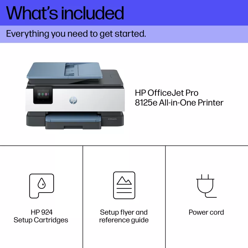 HP OfficeJet Pro 8125e langaton monitoimiväritulostin, Instant Ink; kaksipuolinen tulostus