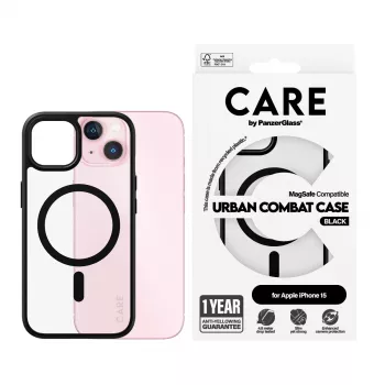 Suojakotelo PanzerGlass CARE by Flagship kotelo läpinäkyvä Urban Combat musta MagSafe iPhone 15