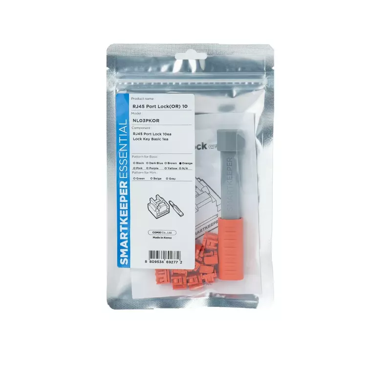 Portin estotulppa + avain Smartkeeper NL03PKOR RJ-45 oranssi 10 kpl