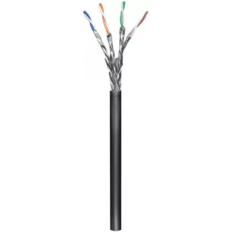 Verkkokaapeli Goobay CAT 6 ulkokäyttöön S/FTP 100 m musta