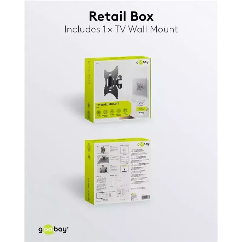 Goobay TV EasyFlex M kallistettava seinäteline, musta (51893)