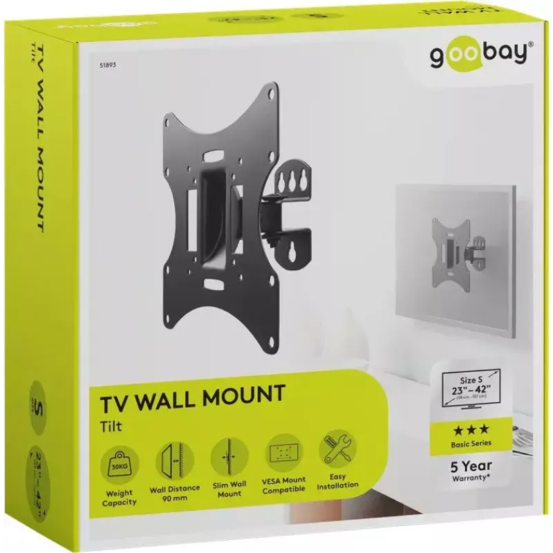 Goobay TV EasyFlex M kallistettava seinäteline, musta (51893)