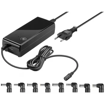 Goobay 81 W kannettavan virtalähde, musta, 1,6 m, sis. USB:n ja 8 DC-sovitinta