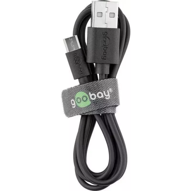 Goobay Micro-USB-pikalataus- ja synkronointikaapeli 1 m USB 2.0 musta