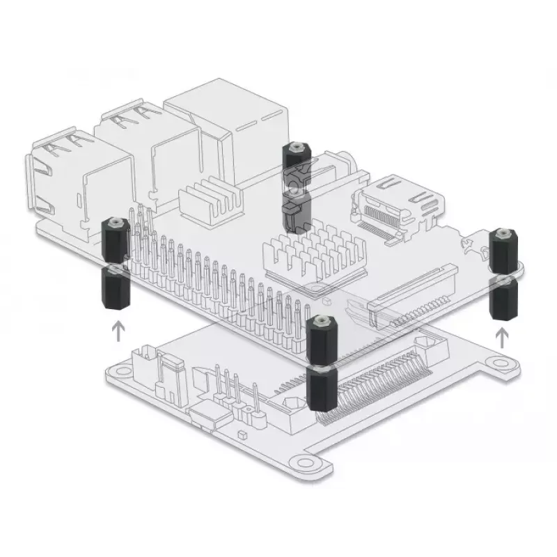 Väliholkki M2,5 kuusio sisä 10 mm musta 4 kpl DeLOCK 60243