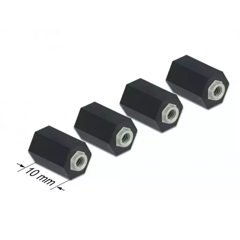 Väliholkki M2,5 kuusio sisä 10 mm musta 4 kpl DeLOCK 60243