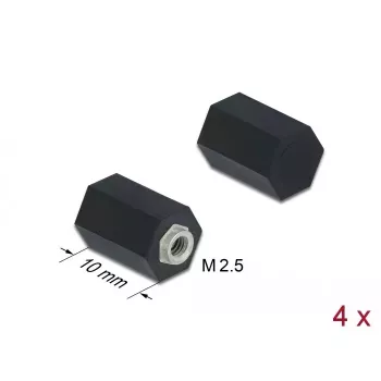 Väliholkki M2,5 kuusio sisä 10 mm musta 4 kpl DeLOCK 60243