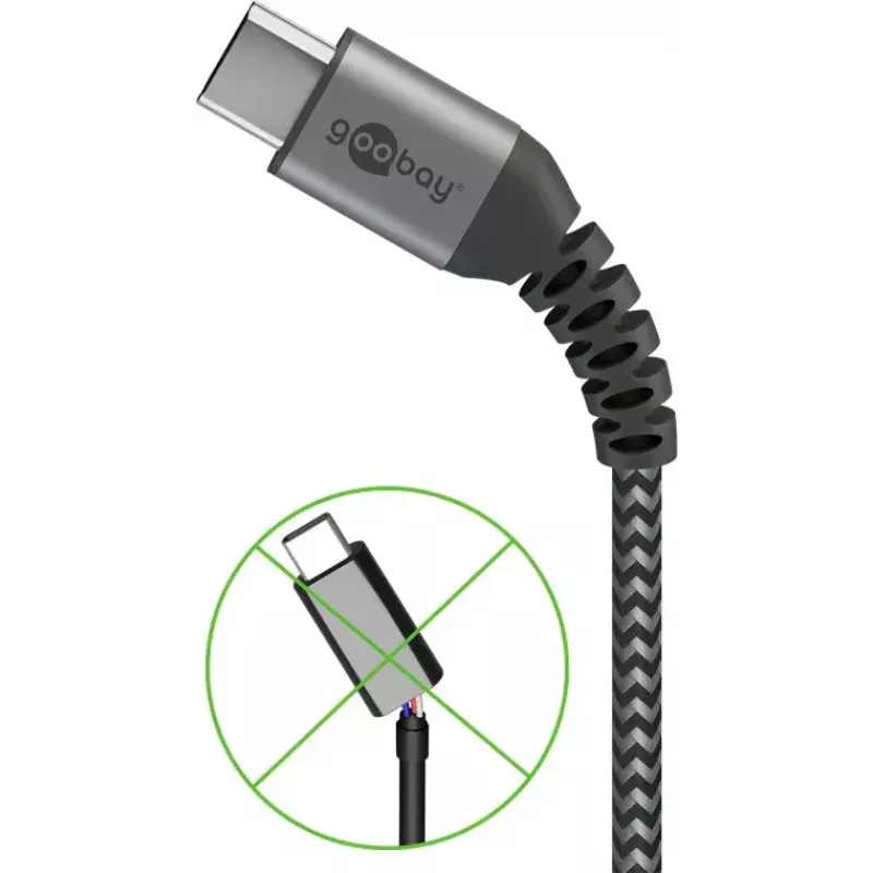 USB-kaapeli Wentronic 49295 USB 2.0 0,5 m USB-C USB-A musta harmaa