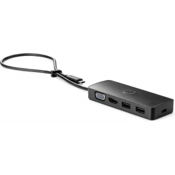 HP USB-C Travel Hub G2, johdollinen, USB 3.2 Gen 1 (3.1 Gen 1) Type-C, musta, Kiina, Windows 10, 107 mm