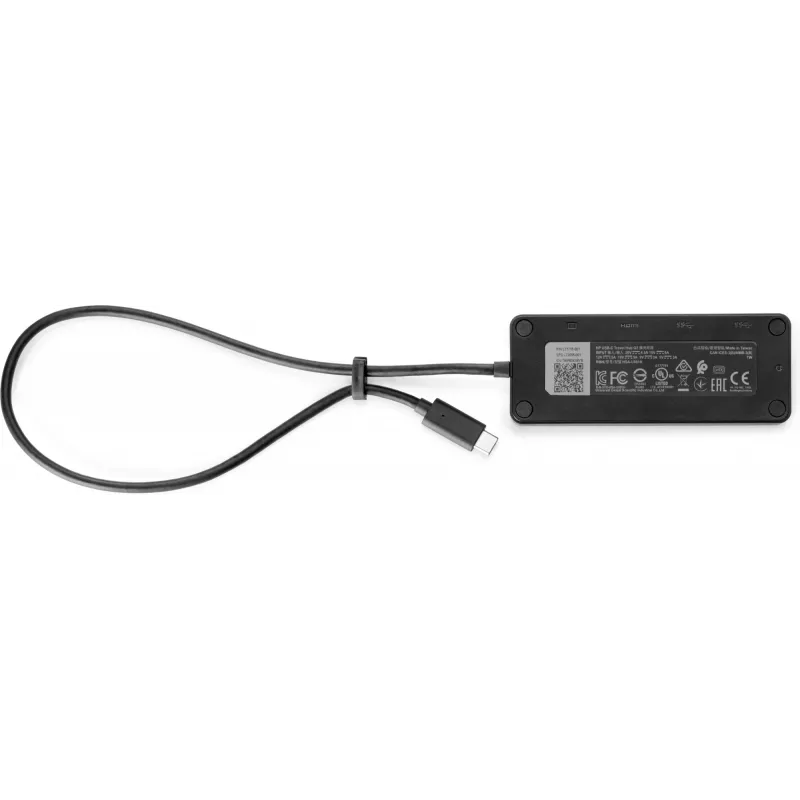 HP USB-C Travel Hub G2, johdollinen, USB 3.2 Gen 1 (3.1 Gen 1) Type-C, musta, Kiina, Windows 10, 107 mm