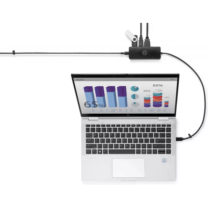 HP USB-C Travel Hub G2, johdollinen, USB 3.2 Gen 1 (3.1 Gen 1) Type-C, musta, Kiina, Windows 10, 107 mm