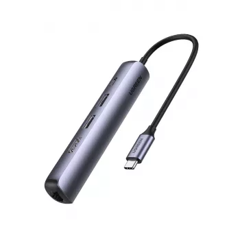 Ugreen 10919 kannettavan telakka/porttitoistin johdollinen USB 3.2 Gen 1 (3.1 Gen 1) Type-C harmaa