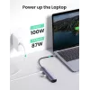 Ugreen CM418 10919 5-in-1 USB-C-keskitin, HDMI 4K 30 Hz, Ethernet, USB 3.0, Power Delivery, alumiini, harmaa