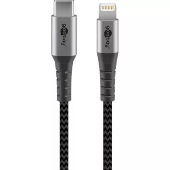 Goobay Lightning-kaapeli 2m musta harmaa 60W 3A USB C