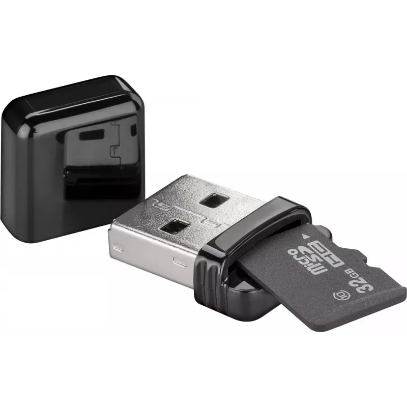 Kortinlukija GOOBAY USB-A 2.0 MicroSD:lle, 480 Mbit/s, musta