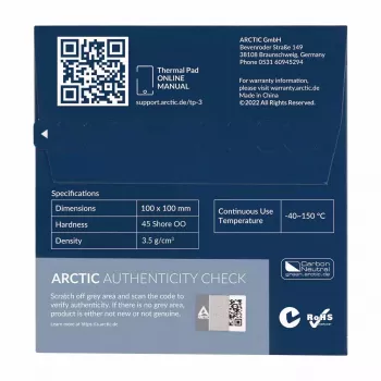 ARCTIC TP-3 Premium Performance lämpötyyny 100 x 100 mm, 1 mm