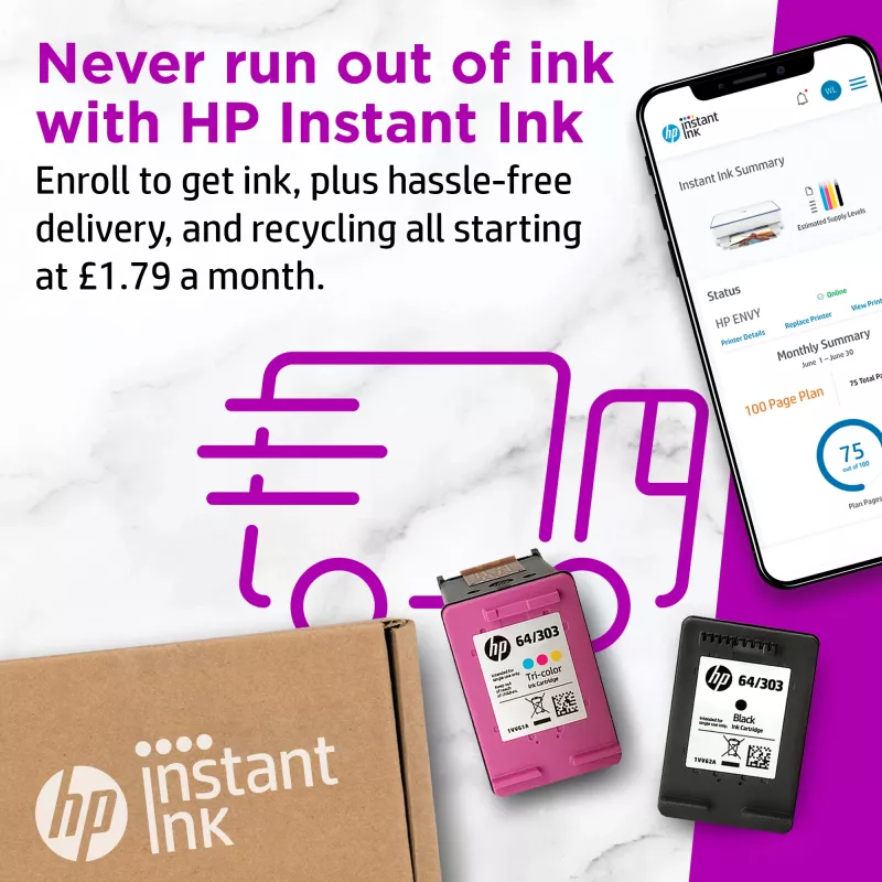 HP ENVY 6010e langaton monitoimitulostin, Instant Ink; kopiokone, skanneri