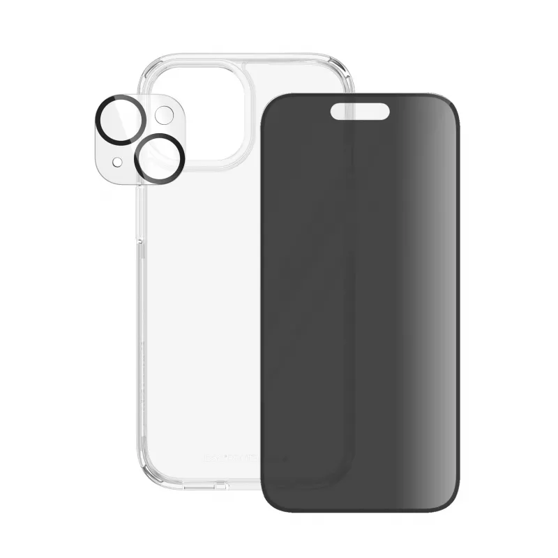 PanzerGlass ® Privacy 3-in-1 -pakkaus iPhone 15 iskunkestävä karkaistu lasi