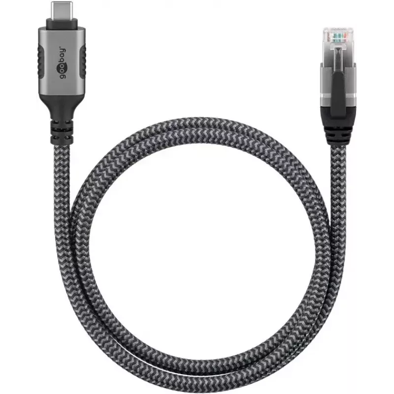 Goobay adapteri USB-C – RJ-45 10 m musta hopea