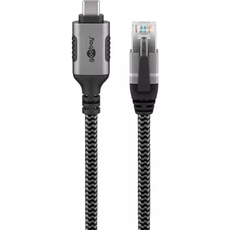 Goobay adapteri USB-C – RJ-45 10 m musta hopea