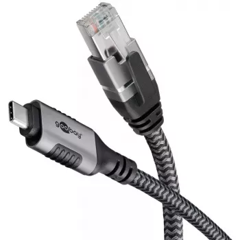 Goobay adapteri USB-C – RJ-45 10 m musta hopea