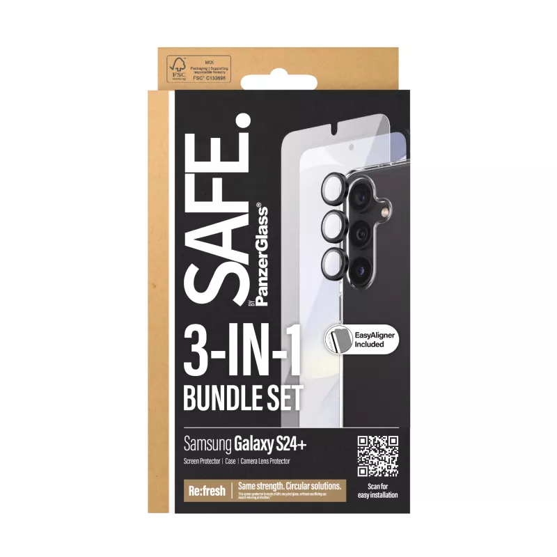 PanzerGlass SAFE. by ® 3-in-1-pakkaus Samsung Galaxy S24+ naarmuuntumaton iskunkestävä