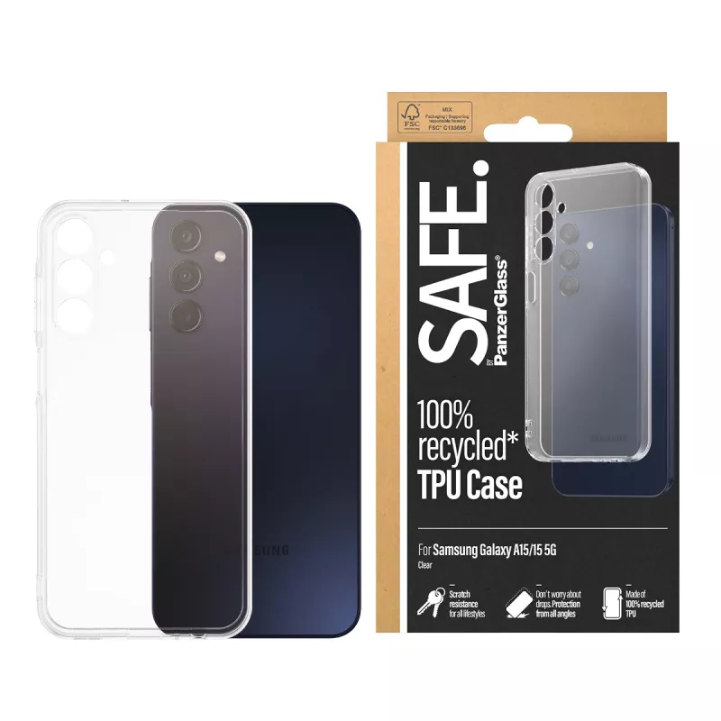 PanzerGlass SAFE. by ® TPU-kotelo Samsung Galaxy A15 | A15 5G | läpinäkyvä