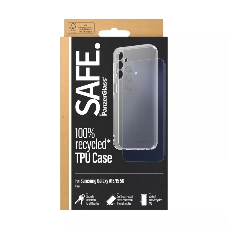 PanzerGlass SAFE. by ® TPU-kotelo Samsung Galaxy A15 | A15 5G | läpinäkyvä