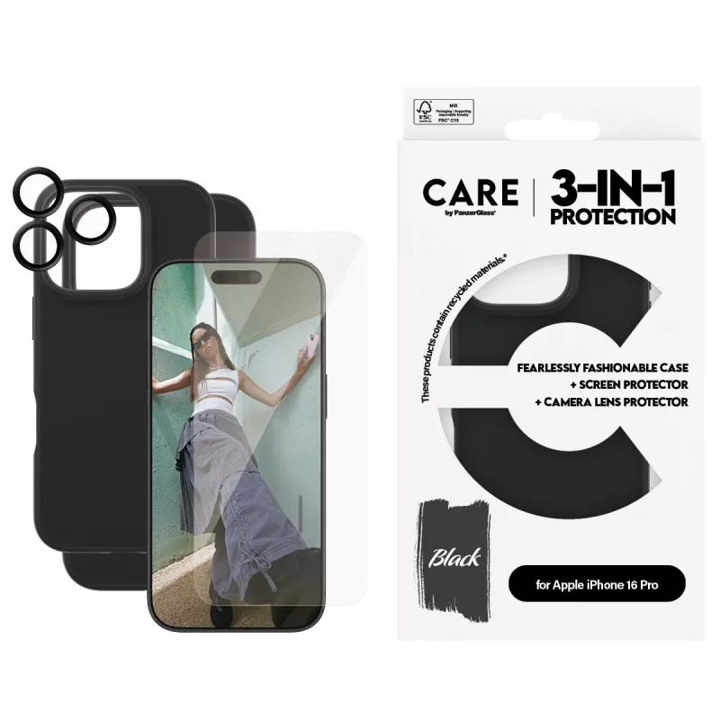 3-in-1-pakkaus PanzerGlass CARE by Fashion iPhone 16 Pro