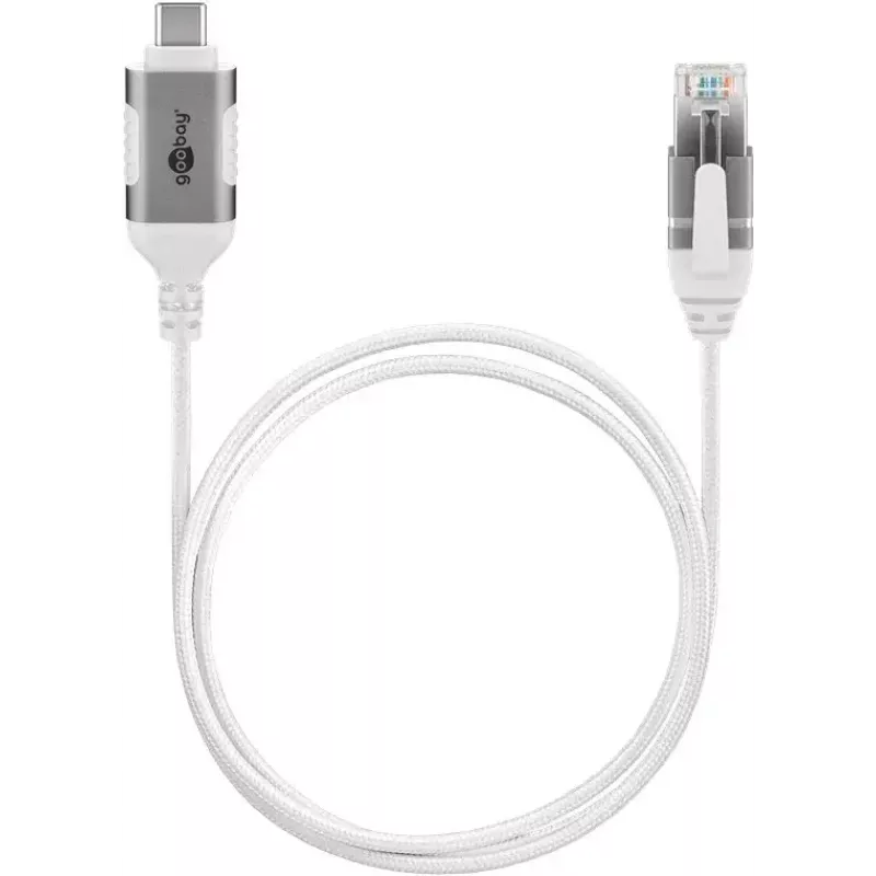 Goobay USB-C 3.1 - RJ45 Ethernet-kaapeli Slim, 7,5 m, valkoinen (74390)