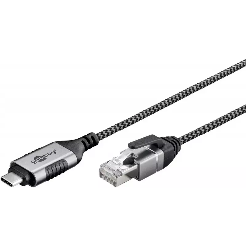 Goobay USB-C 3.1 - RJ45 Ethernet-kaapeli Slim, 2 m, musta (74403)