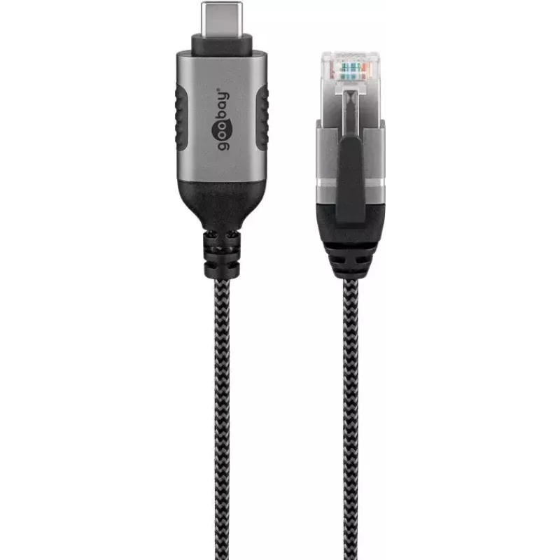 Goobay USB-C 3.1 - RJ45 Ethernet-kaapeli Slim, 2 m, musta (74403)