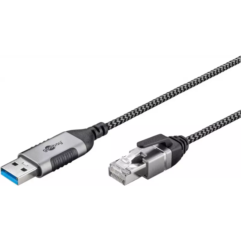 Kaapeliadapteri Goobay 74399 USB 3.0 Type-A RJ45 10 m musta hopea