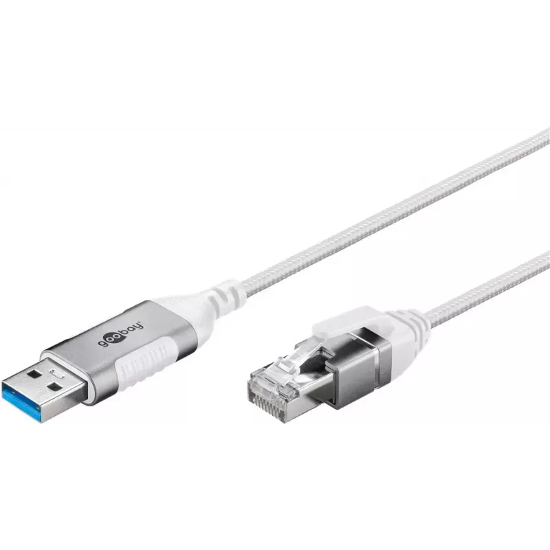 Goobay 74382 kaapeliadapteri USB 3.0 Type-A RJ45 valkoinen 7,5 m
