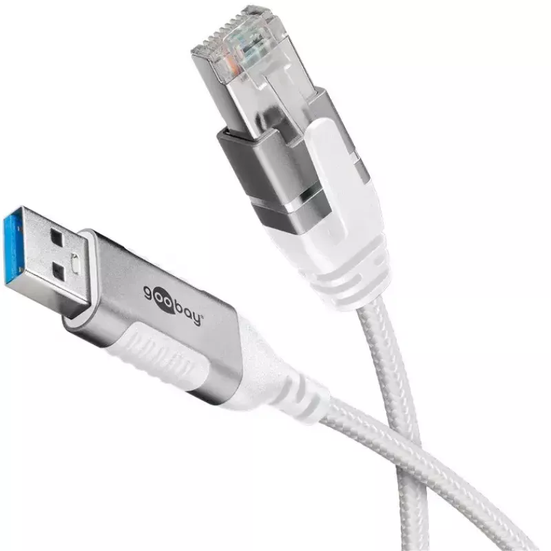 Goobay 74382 kaapeliadapteri USB 3.0 Type-A RJ45 valkoinen 7,5 m