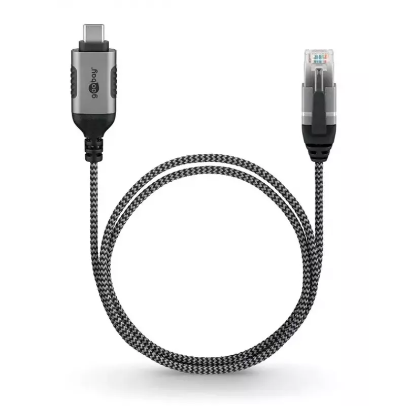 Goobay USB-C 3.1 - RJ45 Ethernet-kaapeli Slim, 7,5 m, musta (74406)
