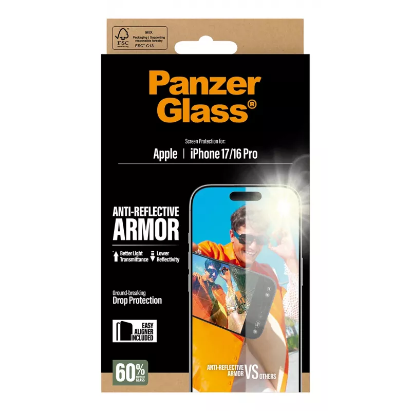 PanzerGlass Anti-Reflective Armor näytönsuojakalvo iPhone 17 iPhone 16 Pro naarmuuntumaton iskunkestävä
