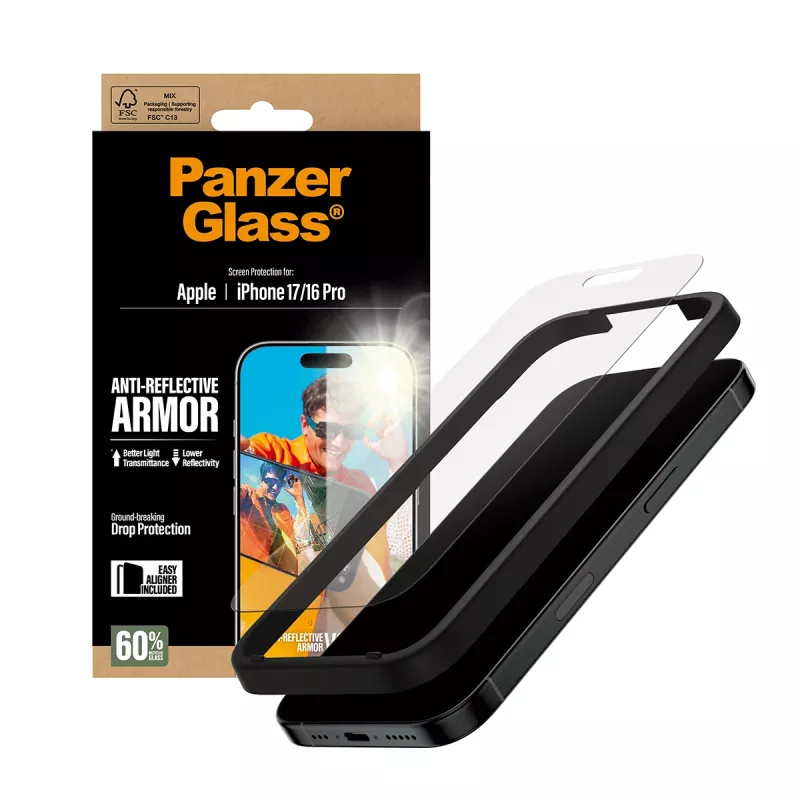 PanzerGlass Anti-Reflective Armor näytönsuojakalvo iPhone 17 iPhone 16 Pro naarmuuntumaton iskunkestävä