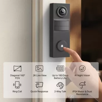 TP-Link Tapo D205 videopuhelinovi 3 MP musta