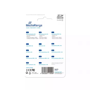 MediaRange 4GB SDHC Class 10 MR961 -flash-muisti