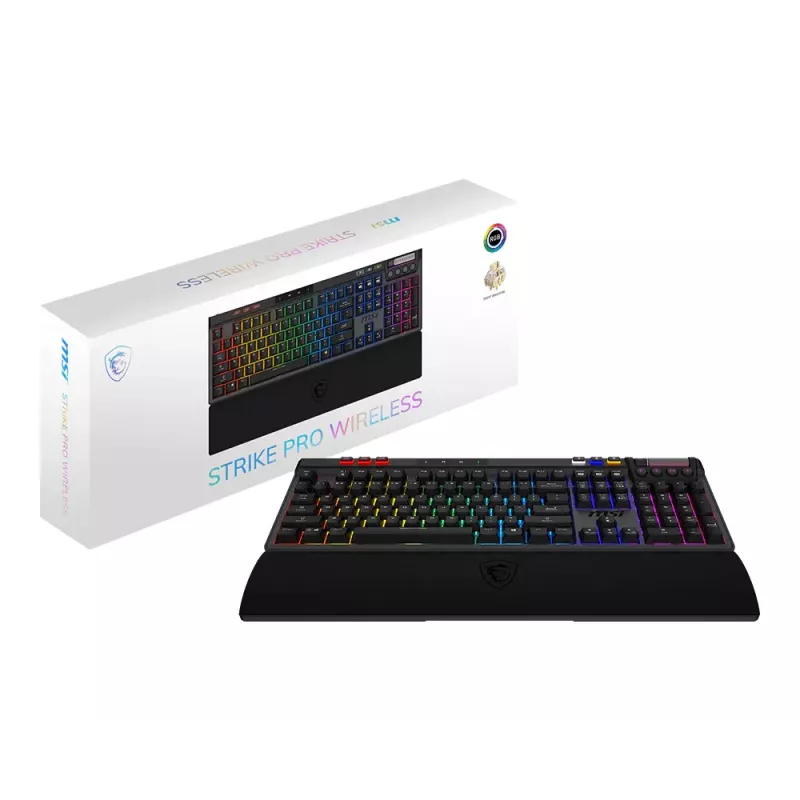 MSI Strike Pro langaton hiljainen mekaaninen pelinäppäimistö, DE (QWERTZ) -asettelu, musta