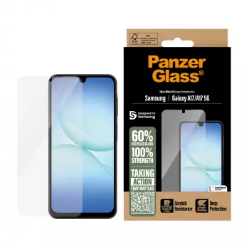 PanzerGlass näytönsuojakalvo Samsung Galaxy A17 / A17 5G — Ultra-Wide Fit, PET+silikoni, naarmu- ja iskunkestävä