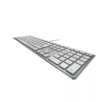 CHERRY KC 6000 ohut näppäimistö yleiskäyttöön USB AZERTY belgialainen hopea, valkoinen
